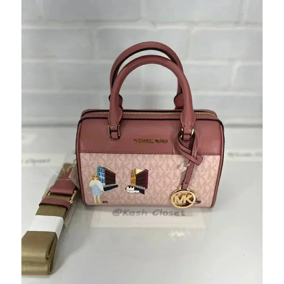 Michael Kors Duffle Jet Set Girls Travel XS Xbody DK powderblush - Picture 1 of 11
